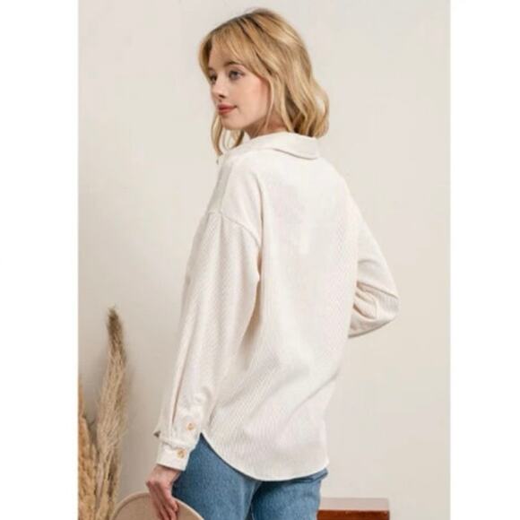 Blu Pepper Brittany Corduroy Button Down Jacket Shirt Top Medium Classic Shacket - Picture 2 of 11